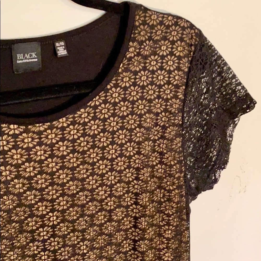 Black lace lined blouse Sz XL